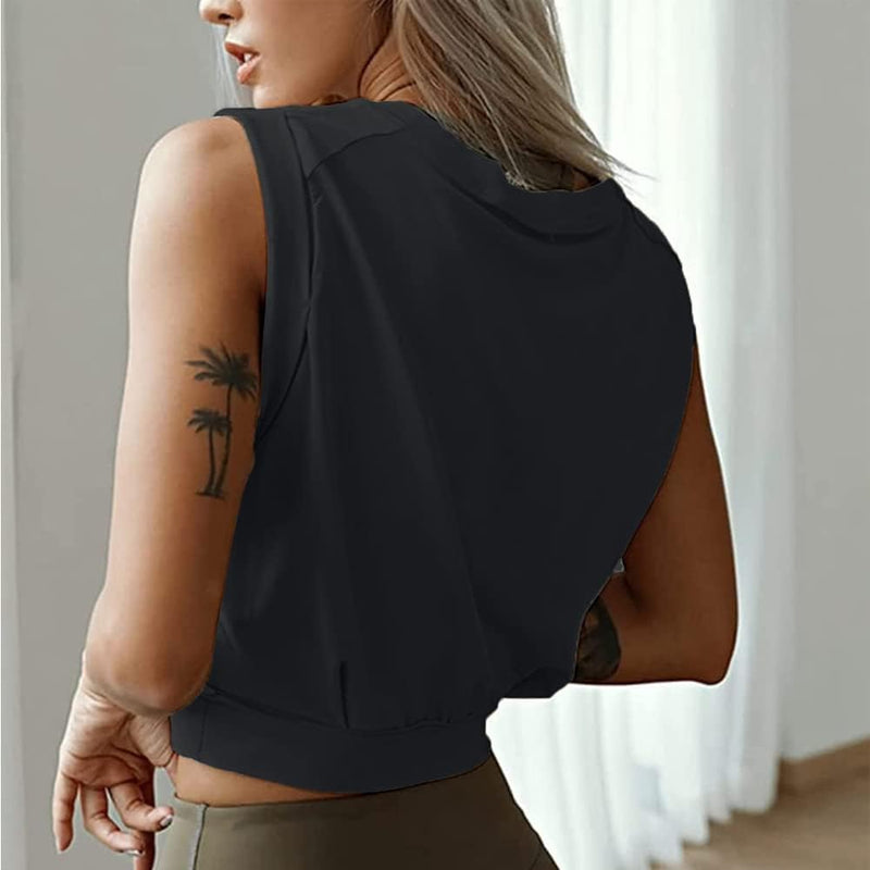 Laad afbeelding in Galerijviewer, Mouwloze crop sporttop dames losse pasvorm - happygetfit.com
