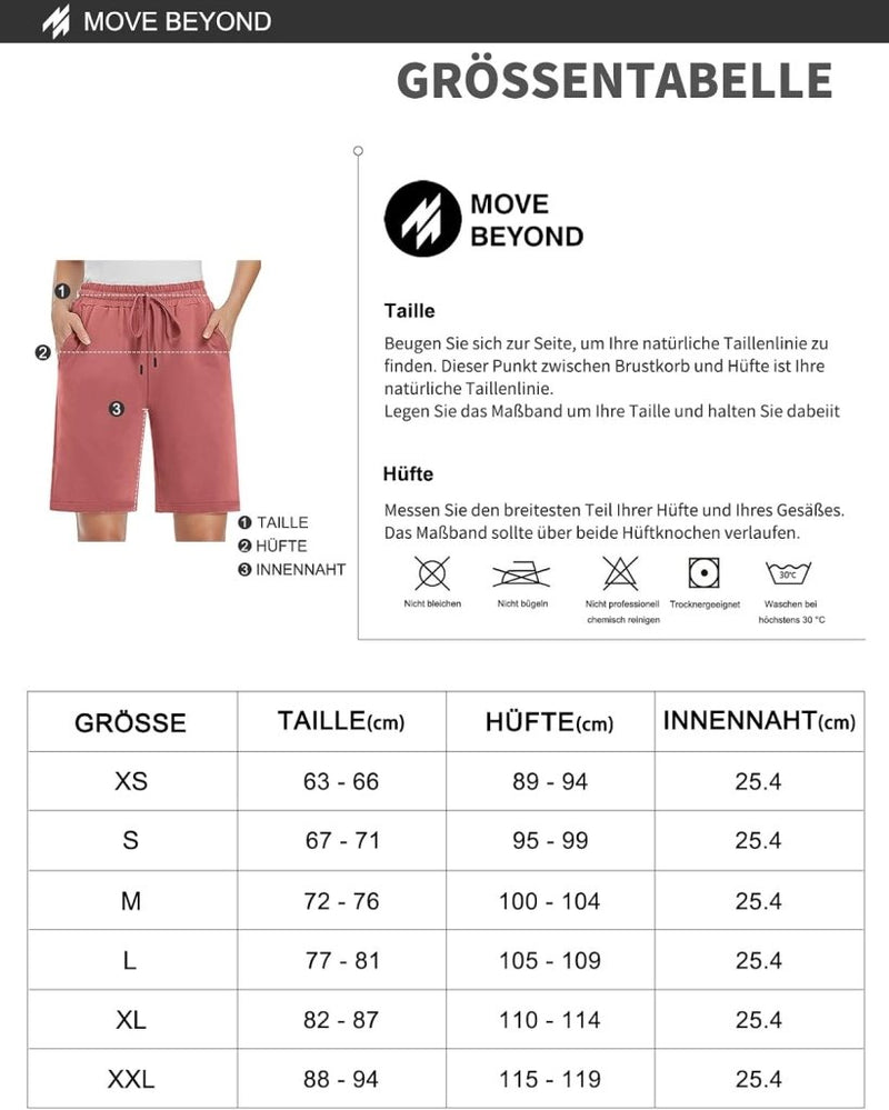 Load image into Gallery viewer, MOVE BEYOND Bermudashort voor dames, 36 cm lang, 3 zakken, atletische yoga, gym, sweatshorts met trekkoord, lounge, slaapshorts - happygetfit.com
