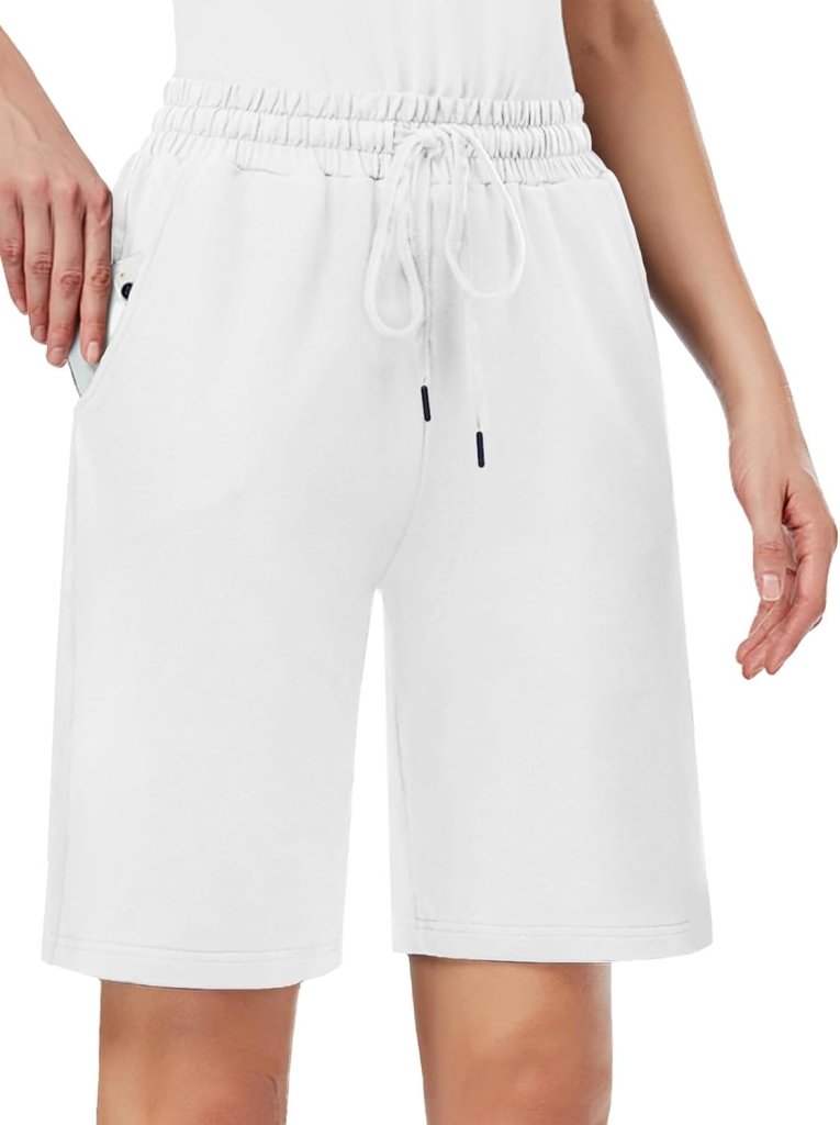 Load image into Gallery viewer, MOVE BEYOND Bermudashort voor dames, 36 cm lang, 3 zakken, atletische yoga, gym, sweatshorts met trekkoord, lounge, slaapshorts - happygetfit.com
