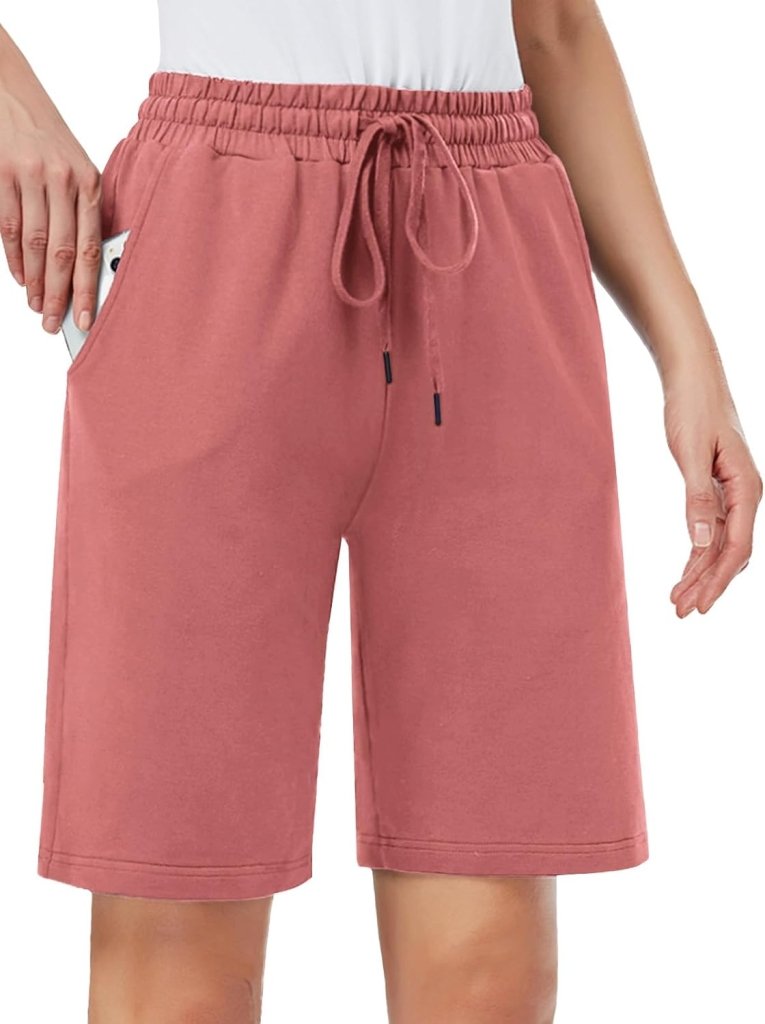 Load image into Gallery viewer, MOVE BEYOND Bermudashort voor dames, 36 cm lang, 3 zakken, atletische yoga, gym, sweatshorts met trekkoord, lounge, slaapshorts - happygetfit.com
