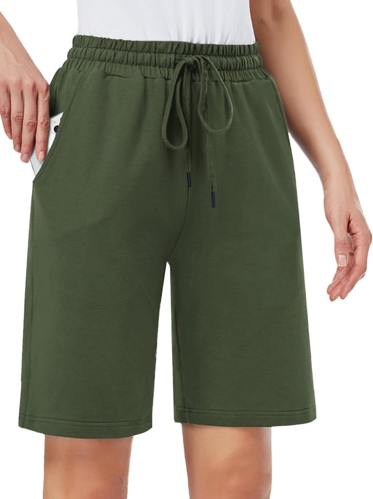 Load image into Gallery viewer, MOVE BEYOND Bermudashort voor dames, 36 cm lang, 3 zakken, atletische yoga, gym, sweatshorts met trekkoord, lounge, slaapshorts - happygetfit.com
