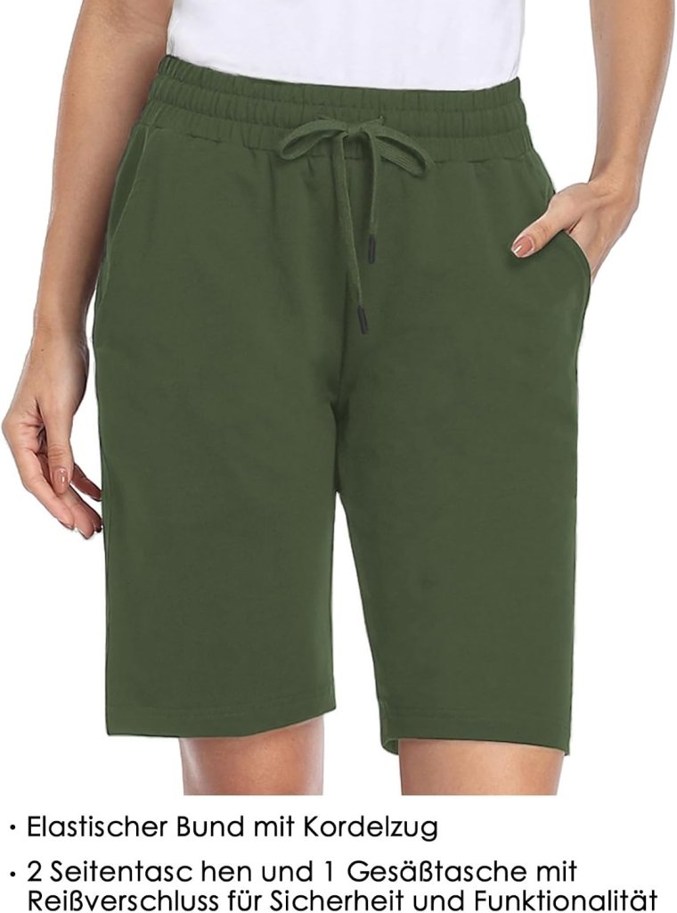 Load image into Gallery viewer, MOVE BEYOND Bermudashort voor dames, 36 cm lang, 3 zakken, atletische yoga, gym, sweatshorts met trekkoord, lounge, slaapshorts - happygetfit.com
