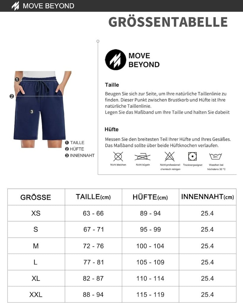 Load image into Gallery viewer, MOVE BEYOND Bermudashort voor dames, 36 cm lang, 3 zakken, atletische yoga, gym, sweatshorts met trekkoord, lounge, slaapshorts - happygetfit.com
