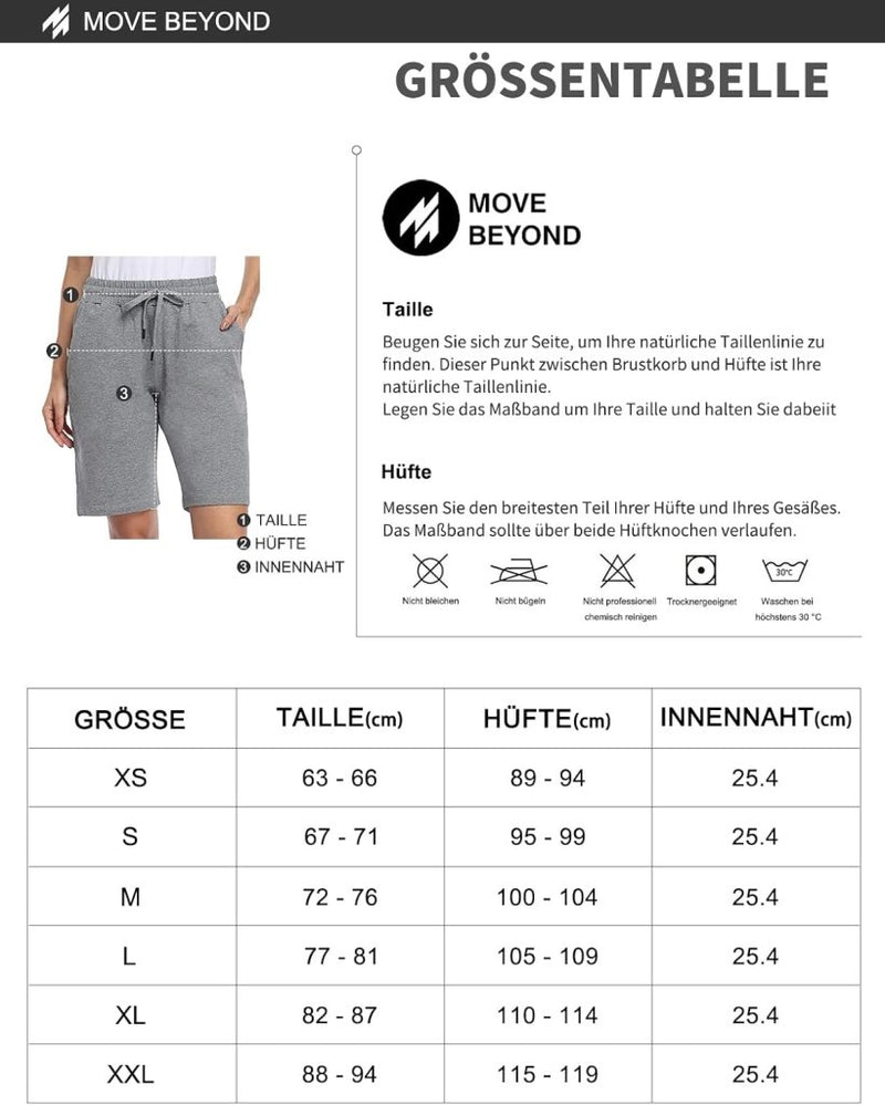Load image into Gallery viewer, MOVE BEYOND Bermudashort voor dames, 36 cm lang, 3 zakken, atletische yoga, gym, sweatshorts met trekkoord, lounge, slaapshorts - happygetfit.com
