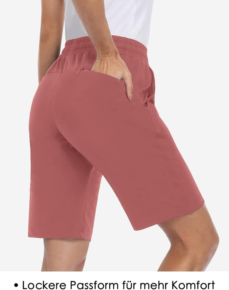Load image into Gallery viewer, MOVE BEYOND Bermudashort voor dames, 36 cm lang, 3 zakken, atletische yoga, gym, sweatshorts met trekkoord, lounge, slaapshorts - happygetfit.com
