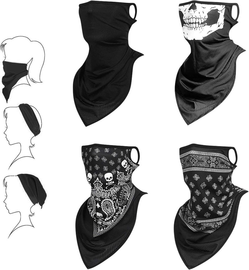 Bild im Galerie-Viewer laden, Multifunctionele bandana's 4 stuks van ademend polyester met oorlussen voor fietsen motorrijden en wandelen – nekwarmer – gezichtssjaal - happygetfit.com

