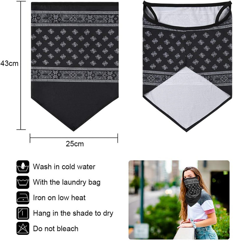 Bild im Galerie-Viewer laden, Multifunctionele bandana's 4 stuks van ademend polyester met oorlussen voor fietsen motorrijden en wandelen – nekwarmer – gezichtssjaal - happygetfit.com
