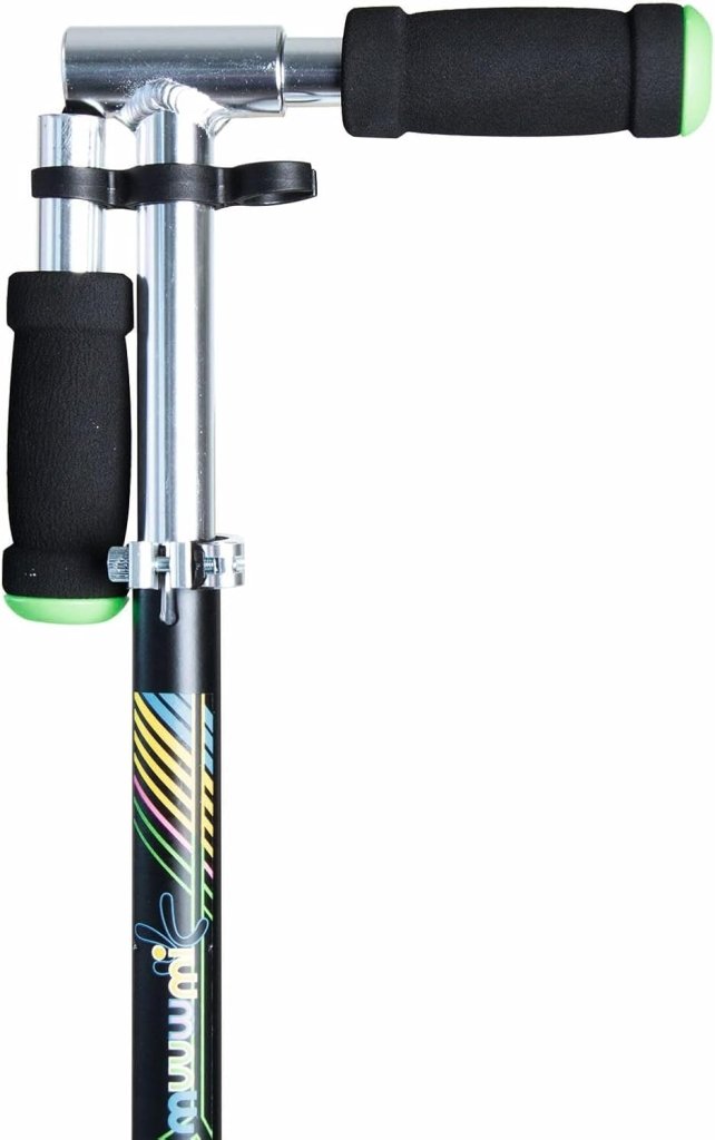 Load image into Gallery viewer, muuwmi Aluminium step Neon – step, 180 mm, ABEC 5, GS-getest, in hoogte verstelbaar, wielen met ledverlichting, groen-zwart - happygetfit.com

