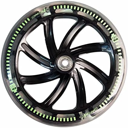muuwmi Aluminium step Neon – step, 180 mm, ABEC 5, GS-getest, in hoogte verstelbaar, wielen met ledverlichting, groen-zwart - happygetfit.com