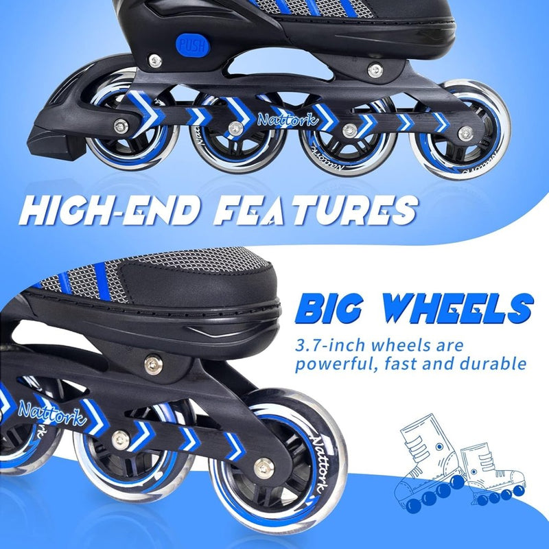 Load image into Gallery viewer, Nattork Verstelbare inline skates voor kinderen en volwassenen met oplichtend wiel, outdoor en indoor verlichte rolschaatsen voor jongens en meisjes, beginners - happygetfit.com
