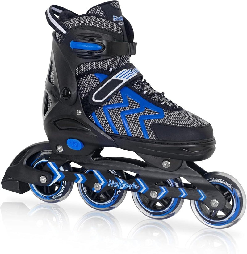 Load image into Gallery viewer, Nattork Verstelbare inline skates voor kinderen en volwassenen met oplichtend wiel, outdoor en indoor verlichte rolschaatsen voor jongens en meisjes, beginners - happygetfit.com
