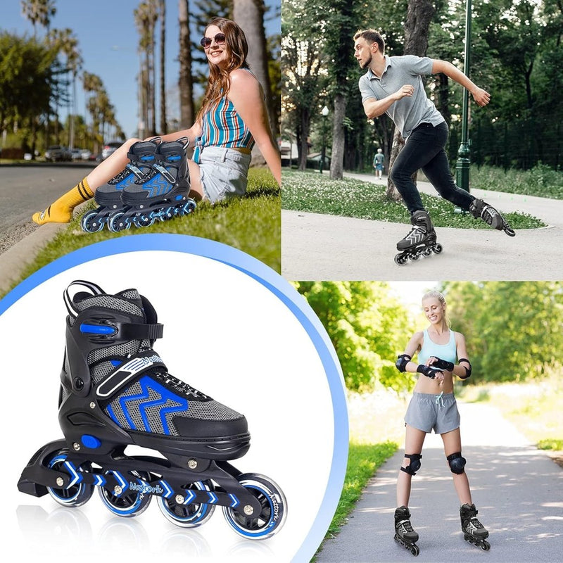 Load image into Gallery viewer, Nattork Verstelbare inline skates voor kinderen en volwassenen met oplichtend wiel, outdoor en indoor verlichte rolschaatsen voor jongens en meisjes, beginners - happygetfit.com
