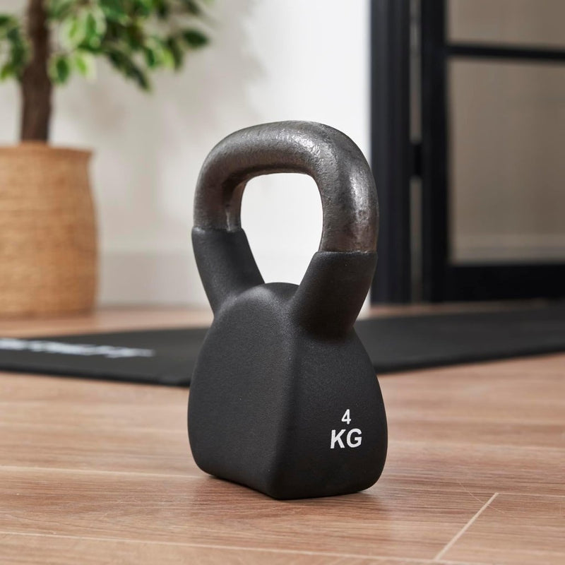 Laad afbeelding in Galerijviewer, Neoprene Cast-Iron Kettlebell, Black - happygetfit.com
