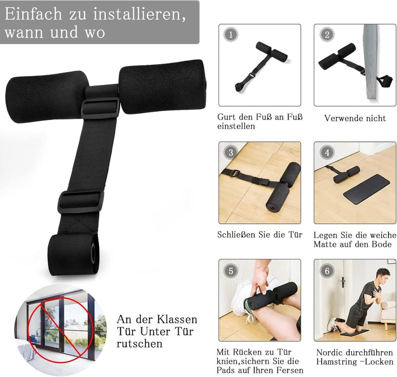 Load image into Gallery viewer, Nordic curl trainingsriem met deuranker zwart - happygetfit.com
