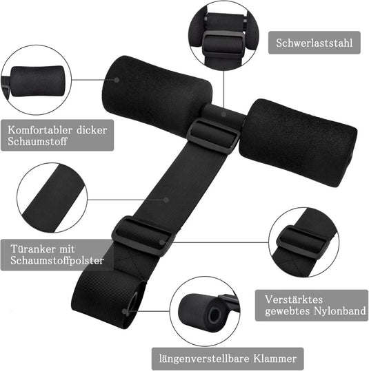 Nordic curl trainingsriem met deuranker zwart - happygetfit.com