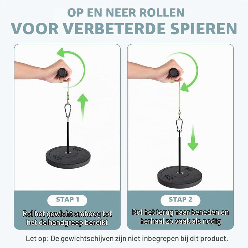 Charger l’image dans la visionneuse de galerie, Onderarmtrainer met polsroller van staal en antislip handgreep voor krachttraining – polstrainer – gripversterker - happygetfit.com
