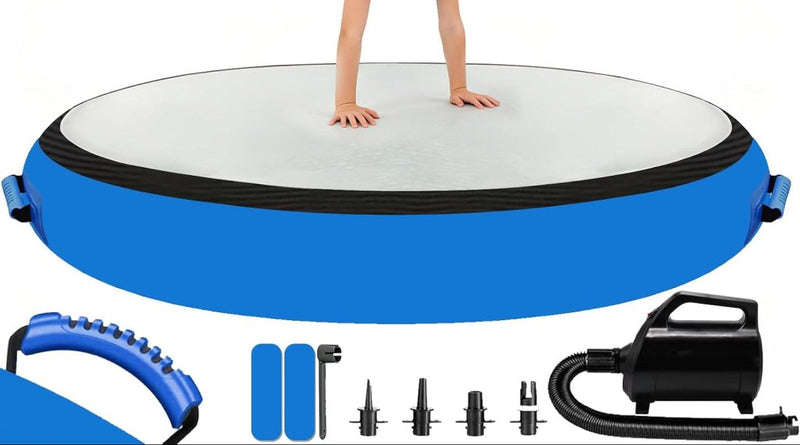 Chargez l'image dans la visionneuse de la galerie, Opblaasbaar gymnastiekblok 100 x 100 x 20 cm – airblock turnmat met elektrische pomp voor turnen, fitness en yoga - happygetfit.com
