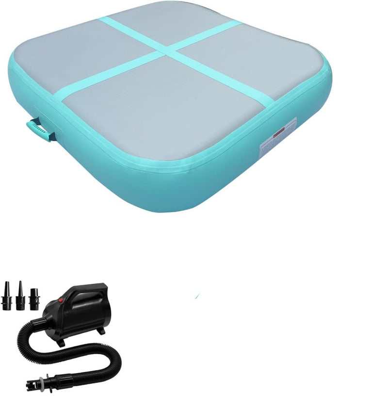 Chargez l'image dans la visionneuse de la galerie, Opblaasbaar gymnastiekblok 100 x 100 x 20 cm – airblock turnmat met elektrische pomp voor turnen, fitness en yoga - happygetfit.com
