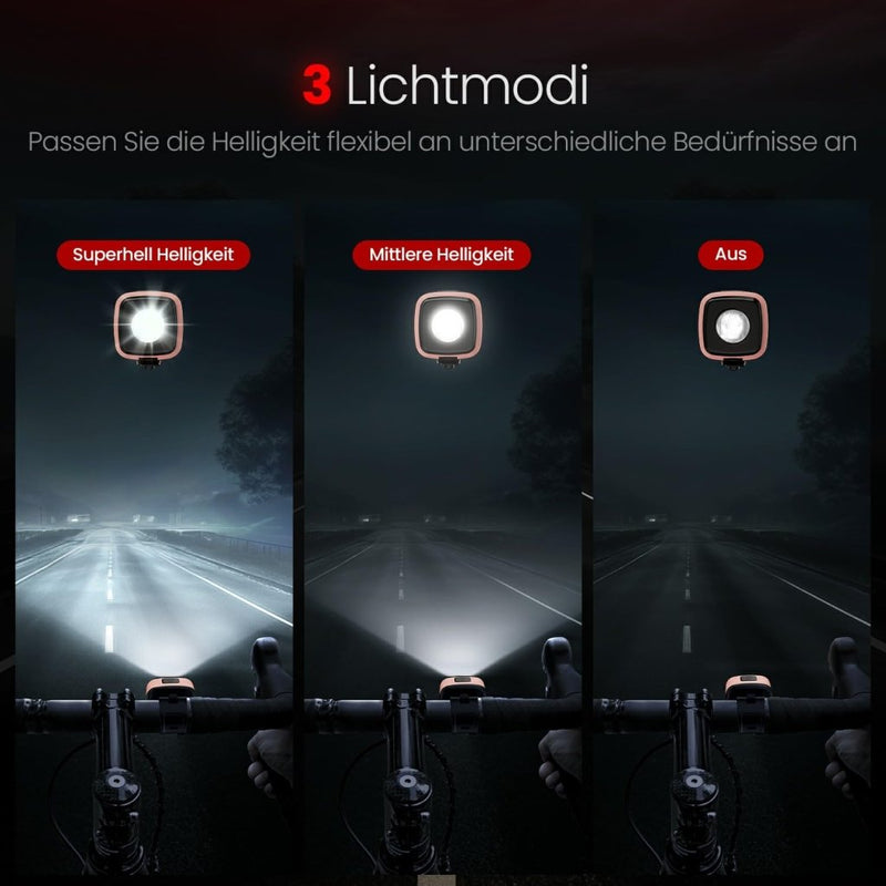 Załaduj obraz do przeglądarki galerii, Oplaadbaar fietsvoorlicht USB-C IPX5 waterbestendig met 3 lichtstanden – fietslamp – fietsverlichting - happygetfit.com
