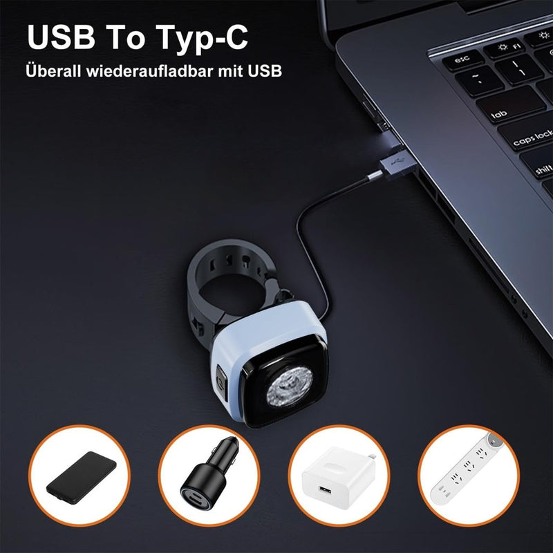 Załaduj obraz do przeglądarki galerii, Oplaadbaar fietsvoorlicht USB-C IPX5 waterbestendig met 3 lichtstanden – fietslamp – fietsverlichting - happygetfit.com
