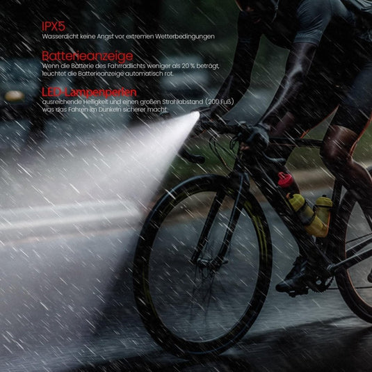 Oplaadbare fietsverlichting set met voorlicht en achterlicht met remsensor – fietslamp – LED fietslicht - happygetfit.com