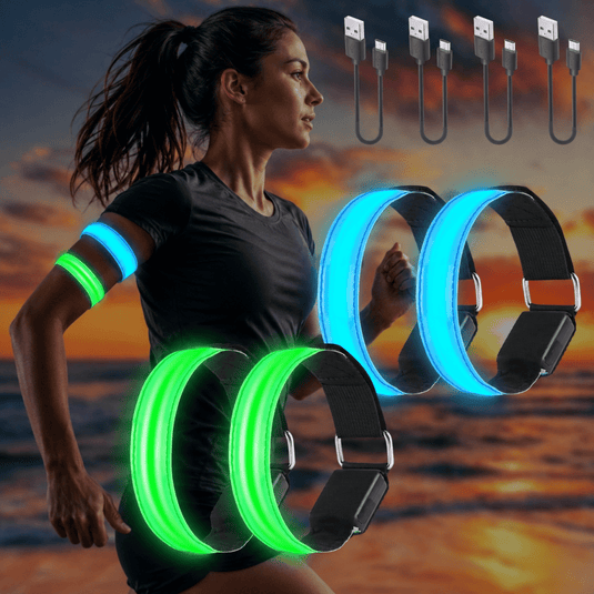 Oplaadbare led armbanden set van 4 stuks - happygetfit.com