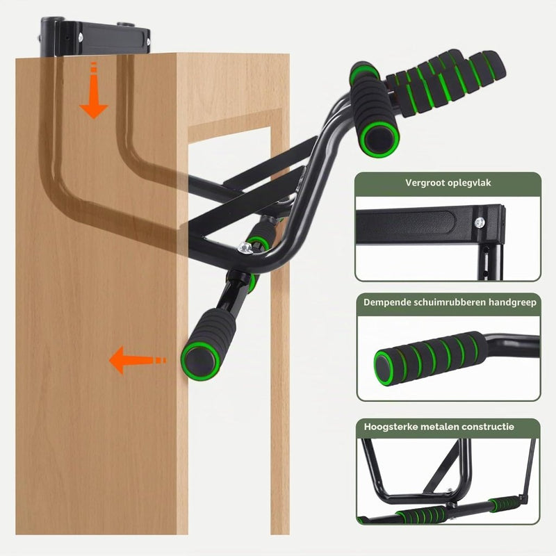Laden Sie das Bild in Galerie -Viewer, Optrekstang voor deurkozijn zonder boren tot 200 kg met antislip handgrepen – pull-up bar – krachttraining - happygetfit.com
