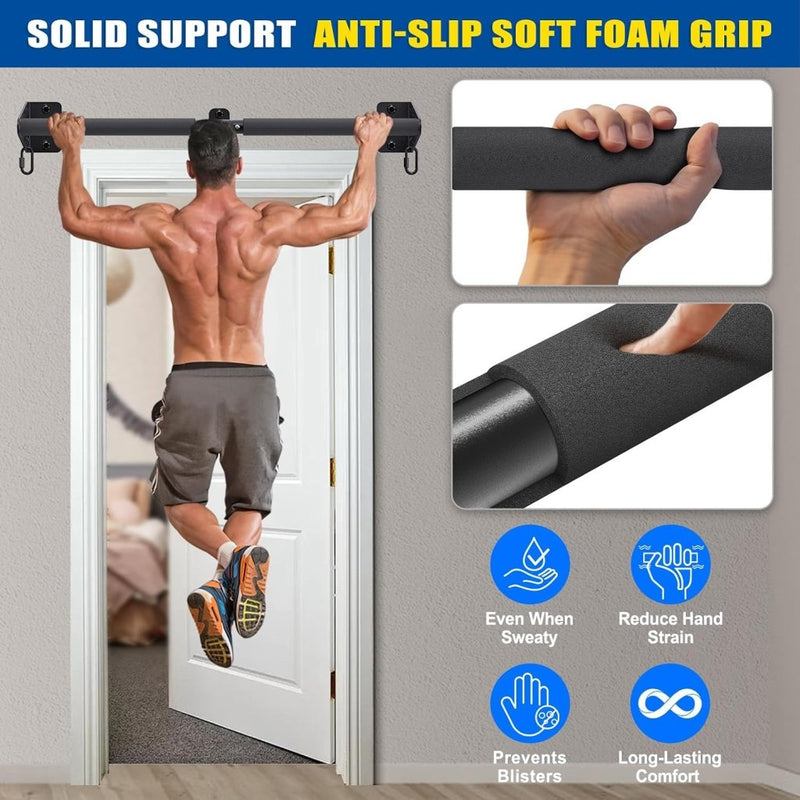 Laden Sie das Bild in Galerie -Viewer, Optrekstang wandmontage 81 cm met gevoerde handgrepen tot 200 kg – pull-up bar – fitness stang - happygetfit.com
