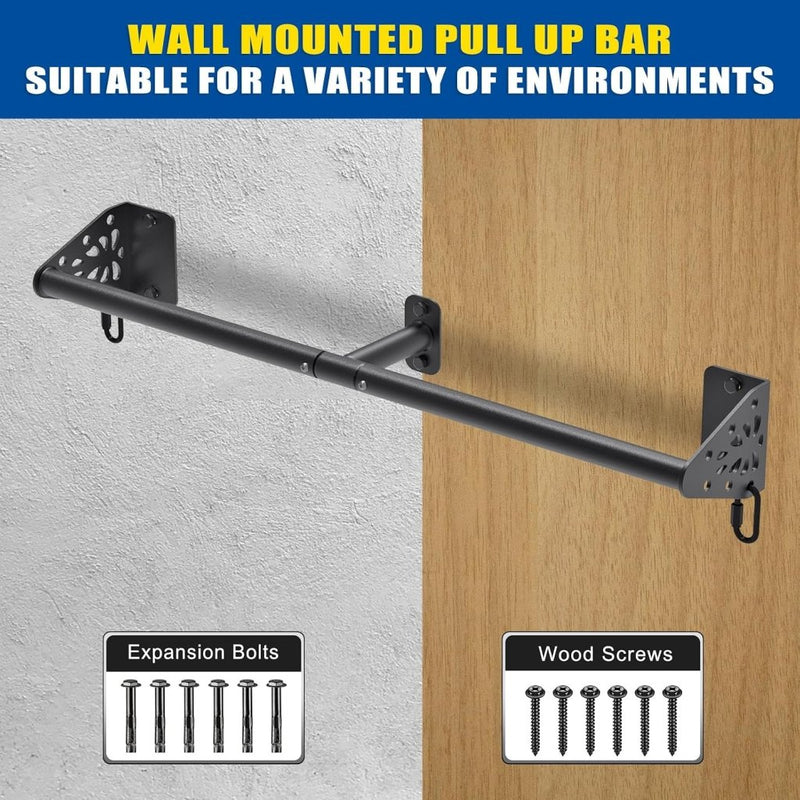 Laden Sie das Bild in Galerie -Viewer, Optrekstang wandmontage 81 cm met gevoerde handgrepen tot 200 kg – pull-up bar – fitness stang - happygetfit.com
