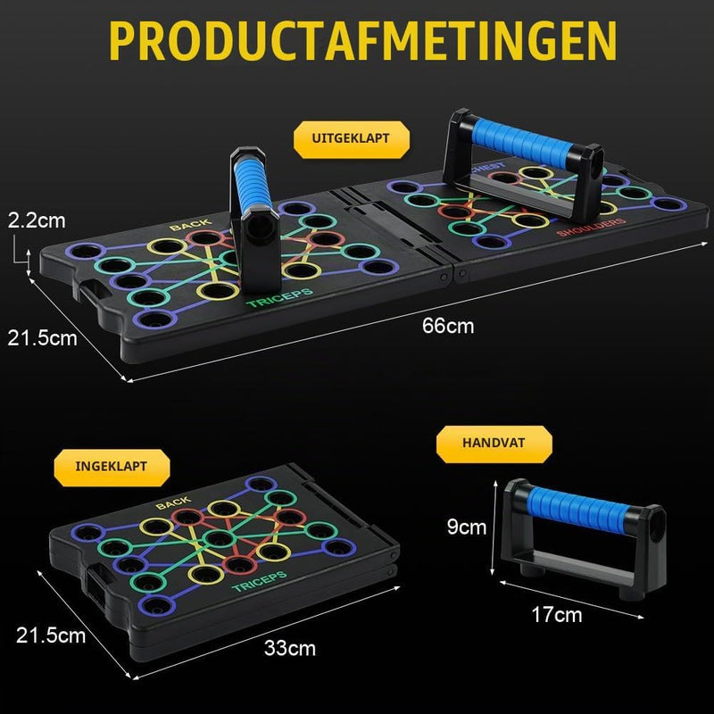 Bild im Galerie-Viewer laden, Opvouwbaar push-up board 24-in-1 met verstelbare handgrepen en antislip voetjes voor borst armen en schouders – opdruksteunen – krachttraining - happygetfit.com
