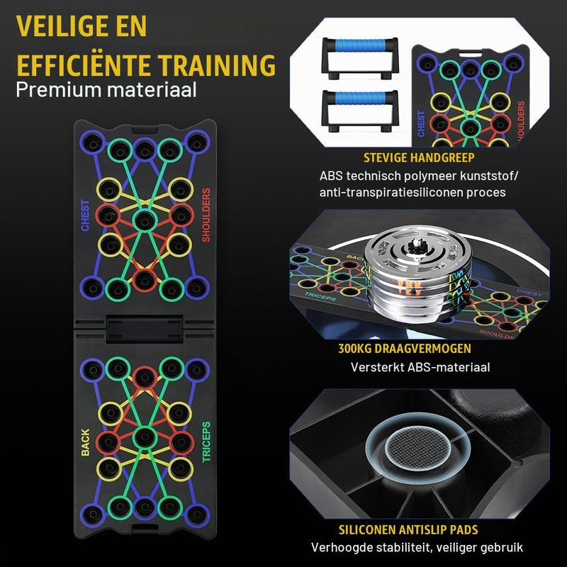 Bild im Galerie-Viewer laden, Opvouwbaar push-up board 24-in-1 met verstelbare handgrepen en antislip voetjes voor borst armen en schouders – opdruksteunen – krachttraining - happygetfit.com
