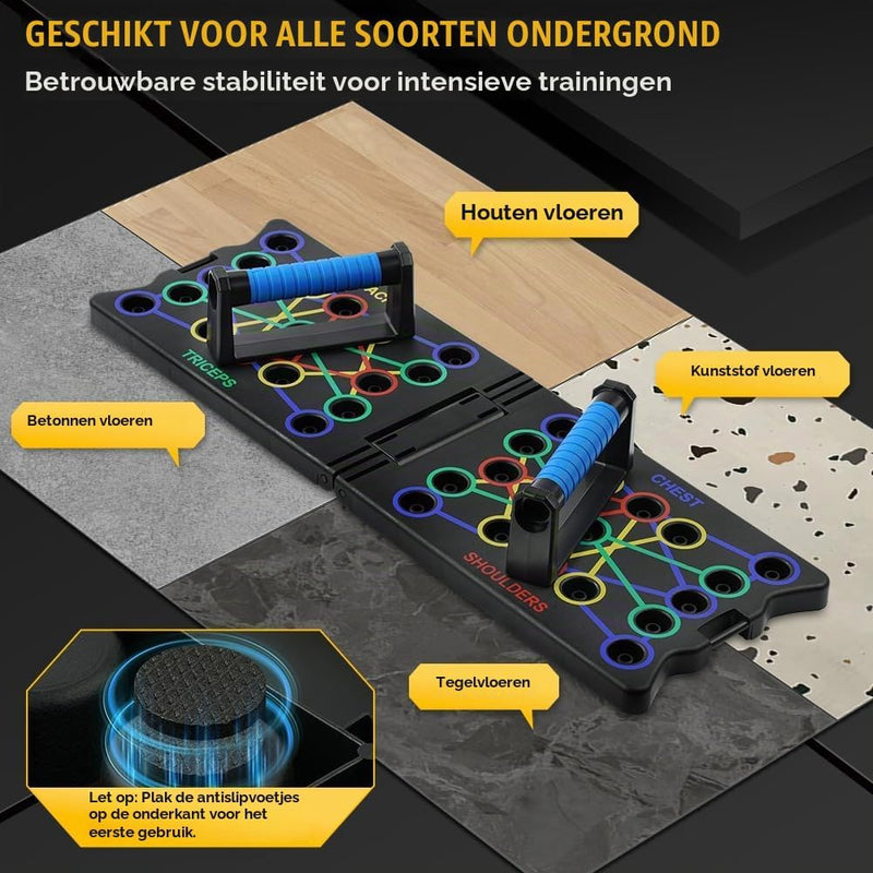 Bild im Galerie-Viewer laden, Opvouwbaar push-up board 24-in-1 met verstelbare handgrepen en antislip voetjes voor borst armen en schouders – opdruksteunen – krachttraining - happygetfit.com
