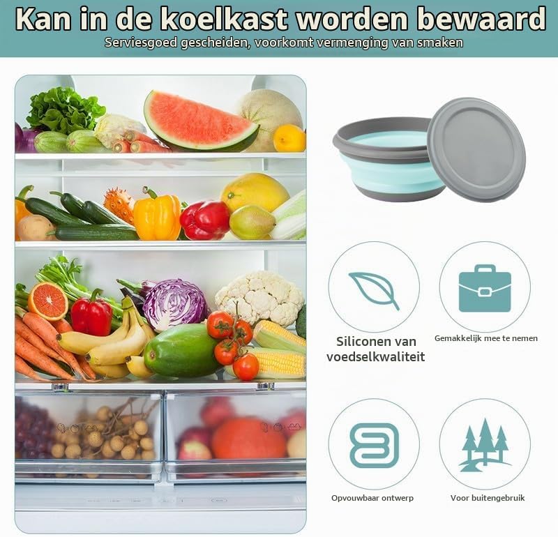 Charger l’image dans la visionneuse de galerie, Opvouwbare campingkommen 3 stuks met deksels van flexibel PP en TPR in 360 600 en 900 ml voor wandelen en picknicken – vouwkommen – reisservies - happygetfit.com
