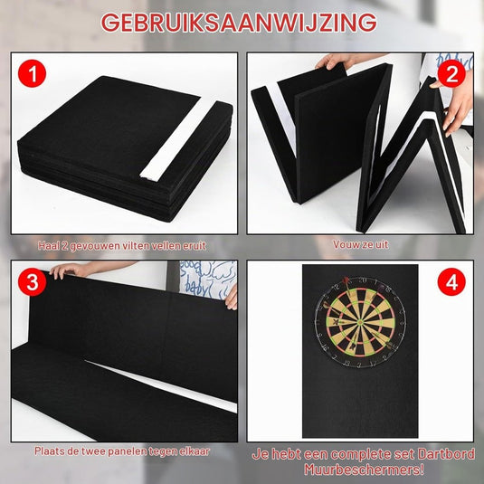 Opvouwbare dartbord beschermmat 6-delig 60 x 90 cm van schokabsorberend EVA-schuim – dartwandbescherming – dartisolatie - happygetfit.com