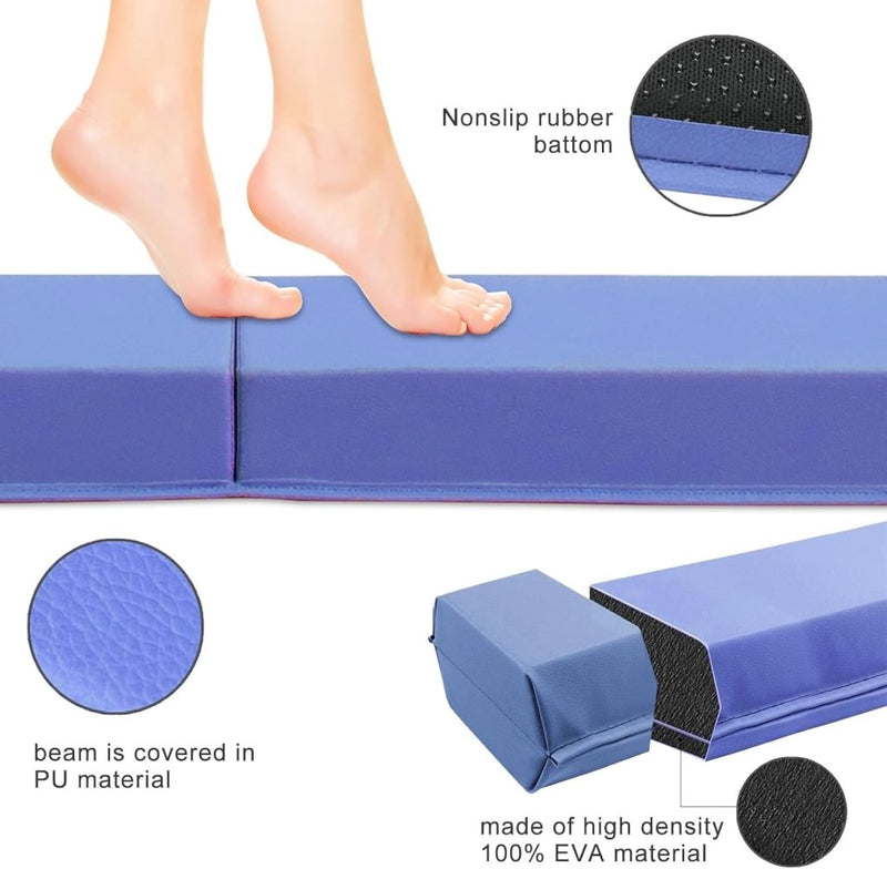 Załaduj obraz do przeglądarki galerii, Opvouwbare evenwichtsbalk voor kinderen 240/270/300 cm – PU-leer – balanstraining – turnen - happygetfit.com
