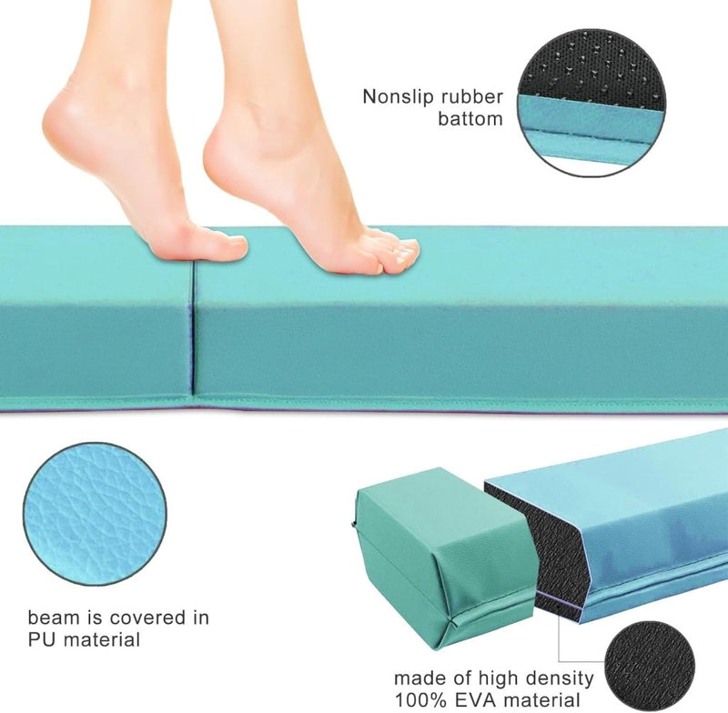 Załaduj obraz do przeglądarki galerii, Opvouwbare evenwichtsbalk voor kinderen 240/270/300 cm – PU-leer – balanstraining – turnen - happygetfit.com
