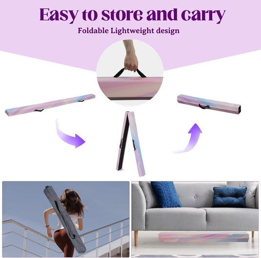 Opvouwbare evenwichtsbalk voor kinderen 240/270/300 cm – PU-leer – balanstraining – turnen - happygetfit.com