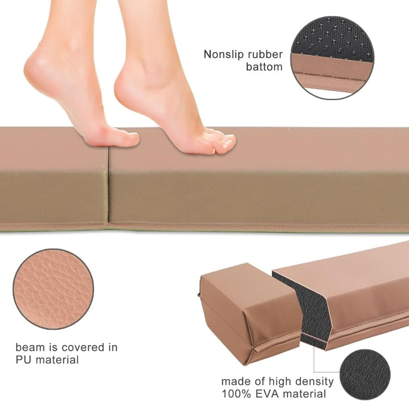 Załaduj obraz do przeglądarki galerii, Opvouwbare evenwichtsbalk voor kinderen 240/270/300 cm – PU-leer – balanstraining – turnen - happygetfit.com
