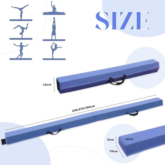 Opvouwbare evenwichtsbalk voor kinderen 240/270/300 cm – PU-leer – balanstraining – turnen - happygetfit.com