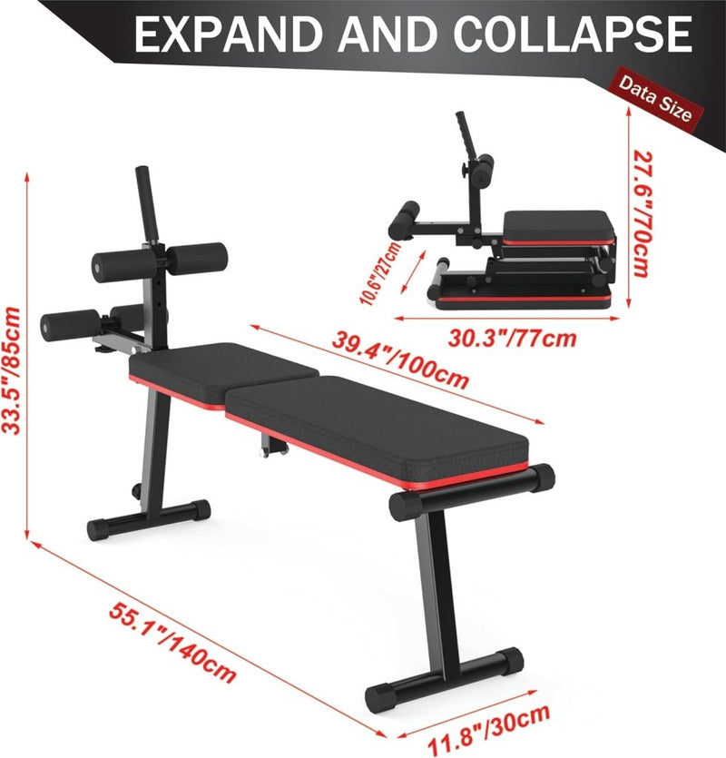Load image into Gallery viewer, Opvouwbare fitnessbank verstelbaar vlak en decline tot 300 kg – halterbank – trainingsbank - happygetfit.com
