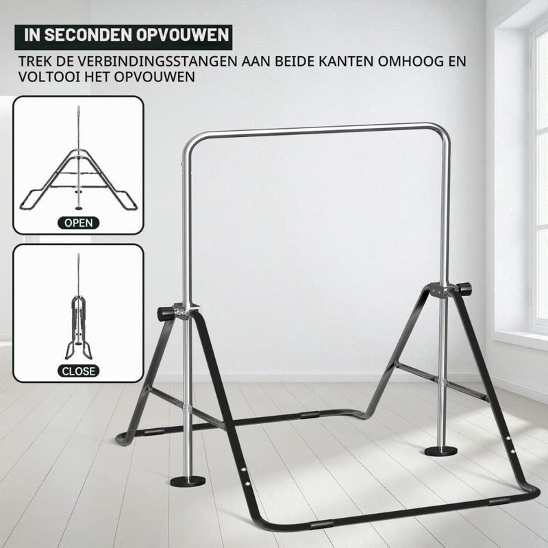Load image into Gallery viewer, Opvouwbare gymnastiekstang voor kinderen met verstelbare hoogte en mat – turnrek – trainingsstang - happygetfit.com
