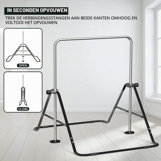 Opvouwbare gymnastiekstang voor kinderen met verstelbare hoogte en mat – turnrek – trainingsstang - happygetfit.com