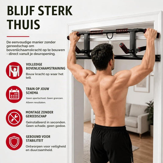 Opvouwbare optrekstang voor deurkozijn 69-92 cm zonder boren – pull-up bar – krachttraining - happygetfit.com