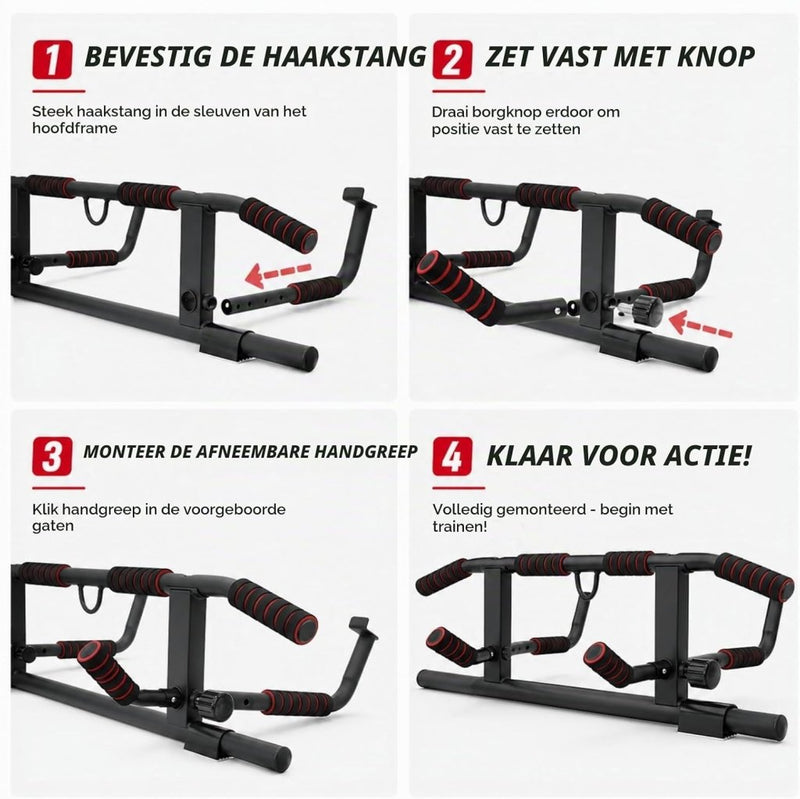 Load image into Gallery viewer, Opvouwbare optrekstang voor deurkozijn 69-92 cm zonder boren – pull-up bar – krachttraining - happygetfit.com
