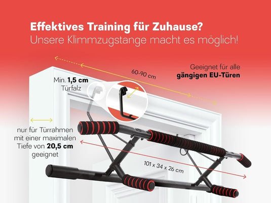 Opvouwbare optrekstang voor deurkozijn met slingtrainer tot 200 kg – pull-up bar – krachttraining - happygetfit.com