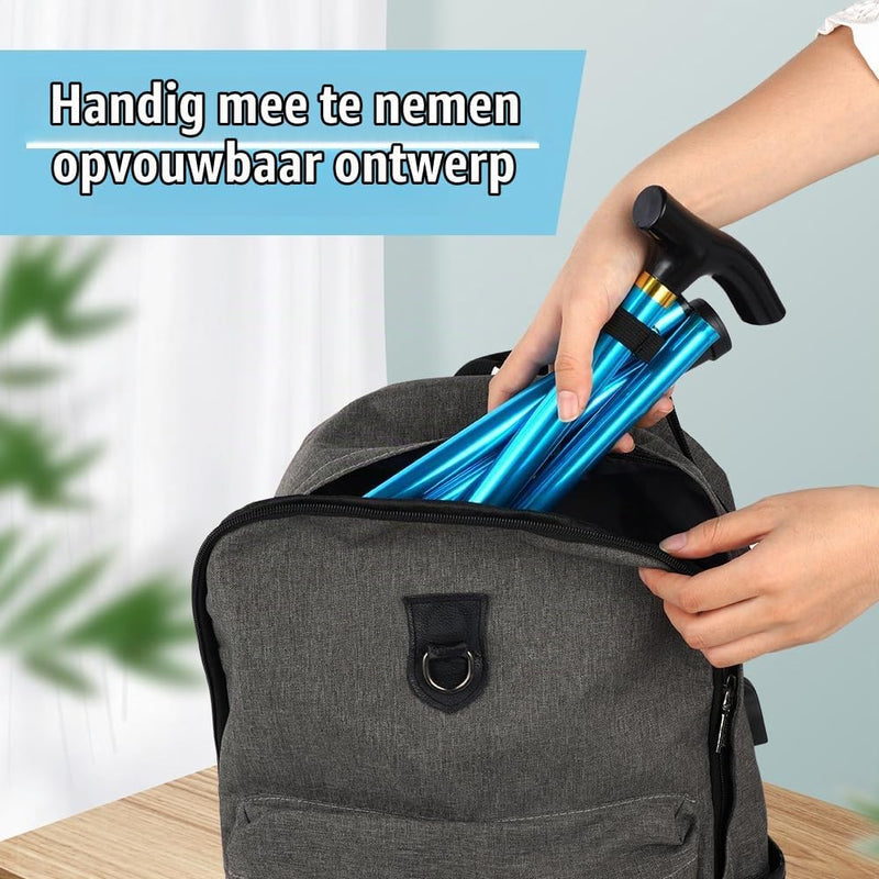 Bild im Galerie-Viewer laden, Opvouwbare wandelstok van aluminium met 5 verstelbare hoogtes van 85 tot 95 cm – wandelhulp – loophulpmiddel - happygetfit.com
