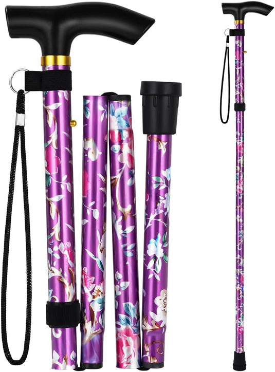 Opvouwbare wandelstok van aluminium met 5 verstelbare hoogtes van 85 tot 95 cm – wandelhulp – loophulpmiddel - happygetfit.com