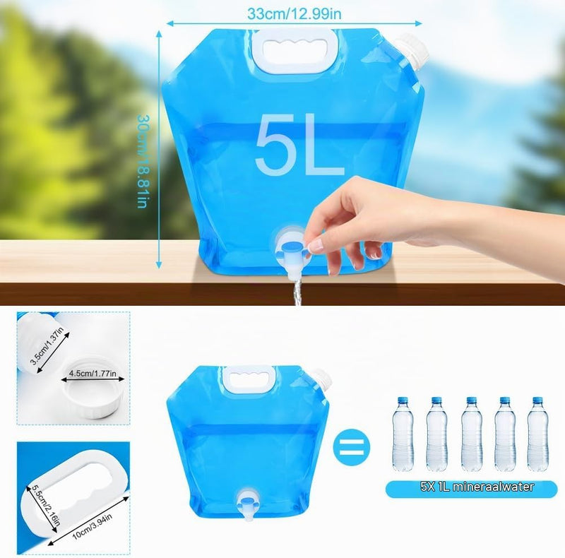 Charger l’image dans la visionneuse de galerie, Opvouwbare waterjerrycan 10 liter van BPA-vrij kunststof met kraantje en draaghandgreep voor kamperen en reizen – waterreservoir – campingwatertank - happygetfit.com
