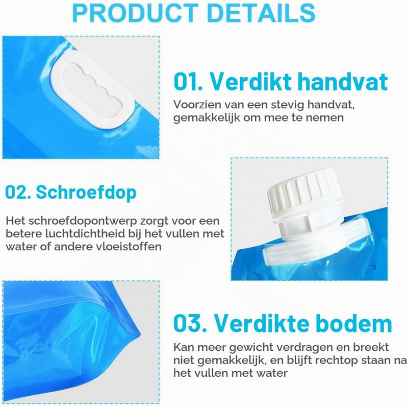 Charger l’image dans la visionneuse de galerie, Opvouwbare waterjerrycan 10 liter van BPA-vrij kunststof met kraantje en draaghandgreep voor kamperen en reizen – waterreservoir – campingwatertank - happygetfit.com
