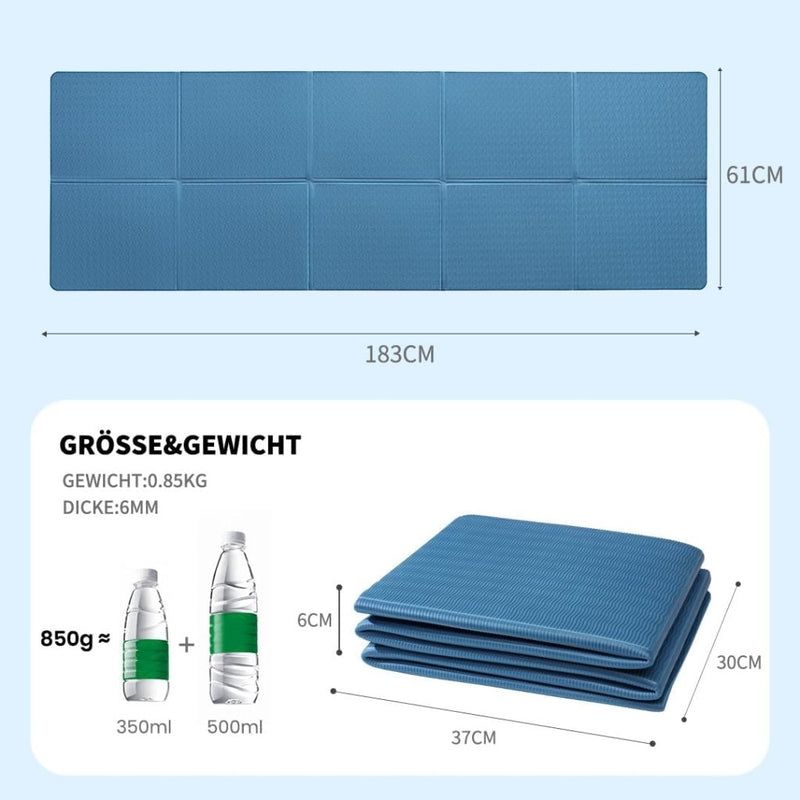 Chargez l'image dans la visionneuse de la galerie, Opvouwbare yogamat TPE antislip 6 mm blauw - happygetfit.com
